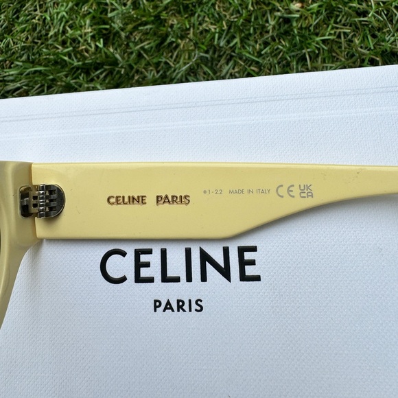 Celine MONOCHROMS CL40197U 39A Cat Eye Yellow Grey Lens Sunglasses - Picture 7 of 13